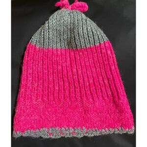 Pink and Gray Knit Beanie